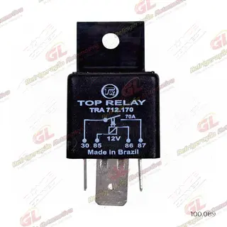 Relé Auxiliar de Potência 70A 12 Volts 4 Terminais Sendo 2 9,5mm Ar Condicionado Máquina New Holland 83989947 / Massey Ferguson 062221R1