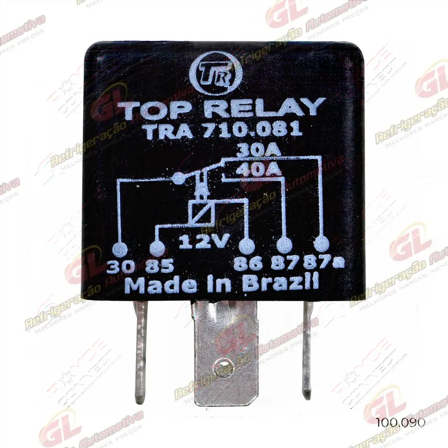 Relé Auxiliar 30/40A 12 Volts 5 Terminais Ar Condicionado/ Ventilador Radiador/ Bomba Combústivel/ Computador Bordo/ Buzina/ Trava Elétrica