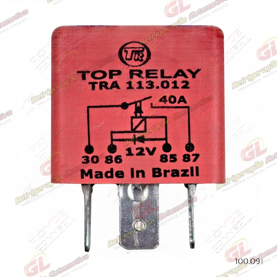 Relé Auxiliar de Ar Condicionado 40A 12 Volts 4 Terminais c/Diodo de Proteção da Bobina Rosa Renault Logan/ Duster/ Clio/ Sandero OEM: 8200308271