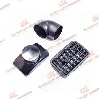 Difusor do Ar Condicionado Retangular Com Bocal e Cotovelo de 2 Polegadas Cor Preto