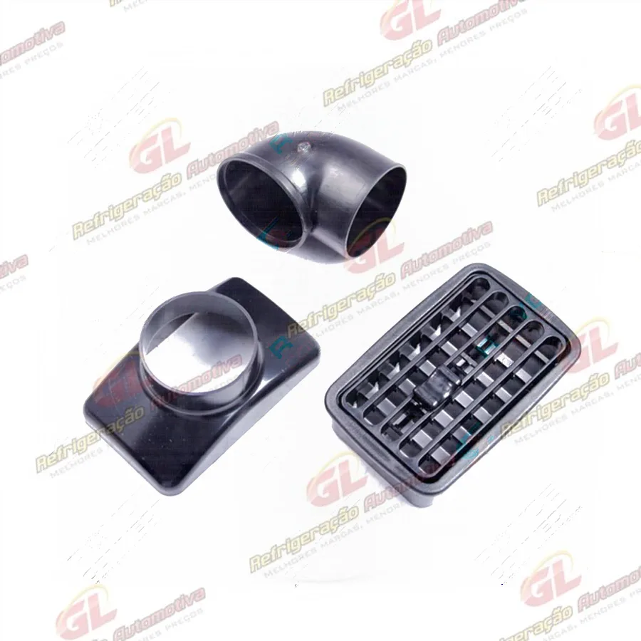 Difusor do Ar Condicionado Retangular Com Bocal e Cotovelo de 2 Polegadas Cor Preto