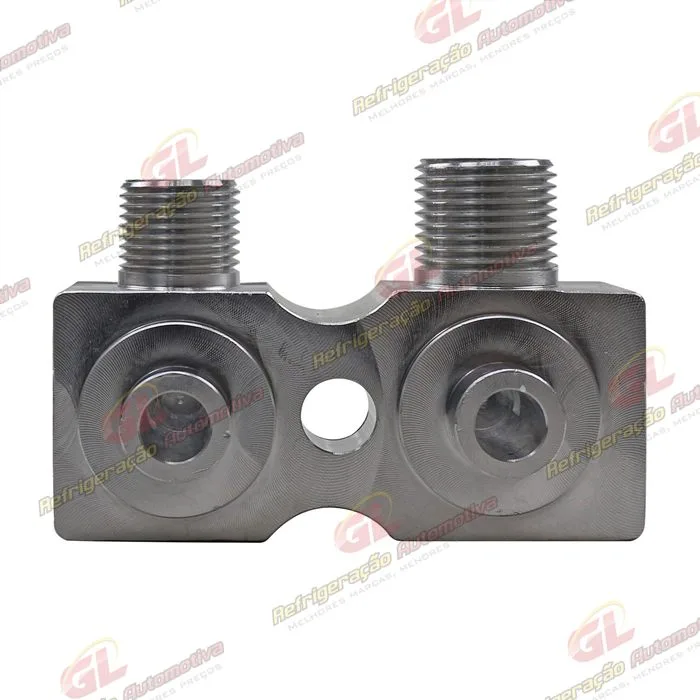 Válvula Conector s/ Válvula de Serviço Compressor Harrison/ Delphi CVC Chevrolet Corsa/ Vectra/ S10 2.4 e 2.8 Diesel - Alumínio