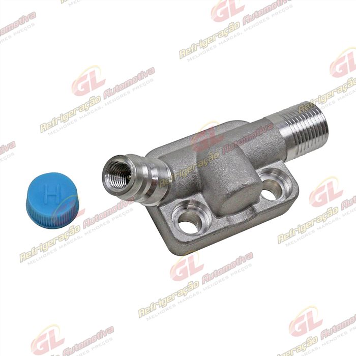 Válvula de Descarga do Compressor Denso 6P148 Com Válvula de Serviço R134a - Alumínio