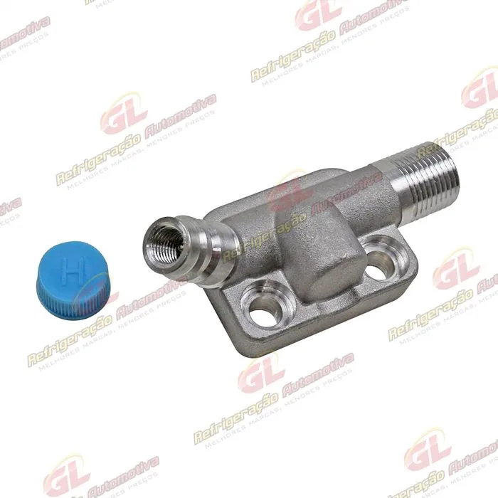 Válvula de Descarga do Compressor Denso 6P148 Com Válvula de Serviço R134a - Alumínio