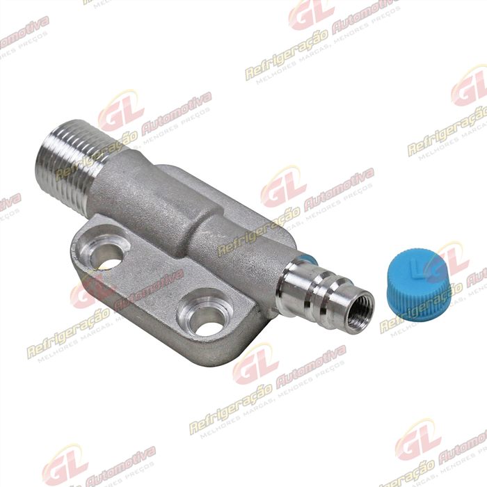 Válvula de Sucção do Compressor Denso 6P148 com Válvula de Serviço R134a - Alumínio