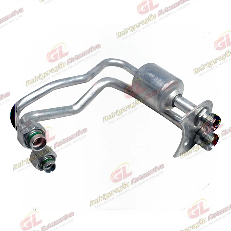 Conexão Dupla c/ Mufla e Suporte para Fixação do Compressor Gol At 1.0 8v/16v / Turbo 1997> R134a - Alumínio