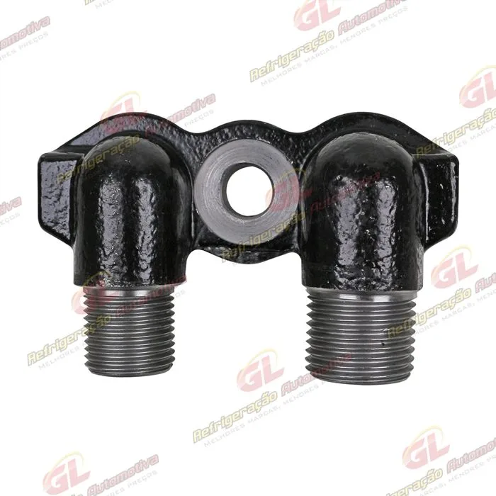Conector de Descarga e Sucção da Tampa Traseira Compressor Seltec / Sanden - Aço — foto 4