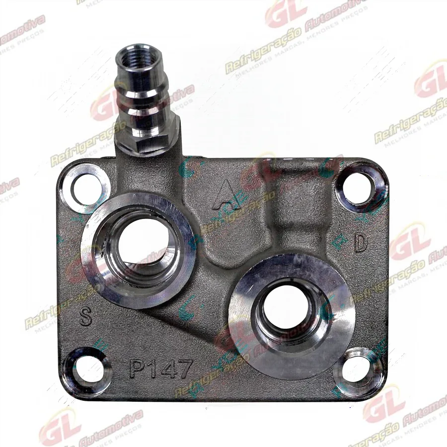 Válvula de Sucção e Descarga do Compressor Denso 10PA17 RC.600.306 Máquina John Deere 3510/3520 - Alumínio