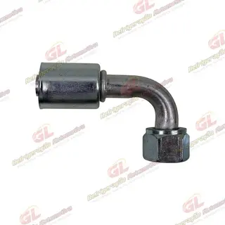 Conexão O'ring 90º Fêmea 10mm Aluminio c/Clip Porca em Aço