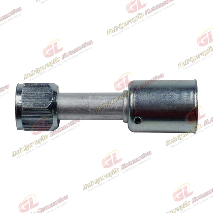 Conexão Flare Reta Fêmea 10mm Aluminio c/Clip