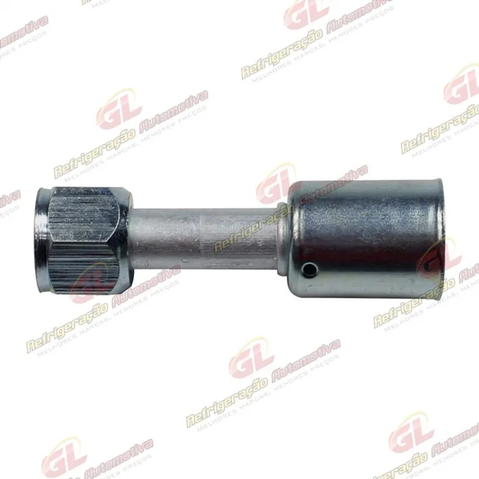 Conexão Flare Reta Fêmea 10mm Aluminio c/Clip