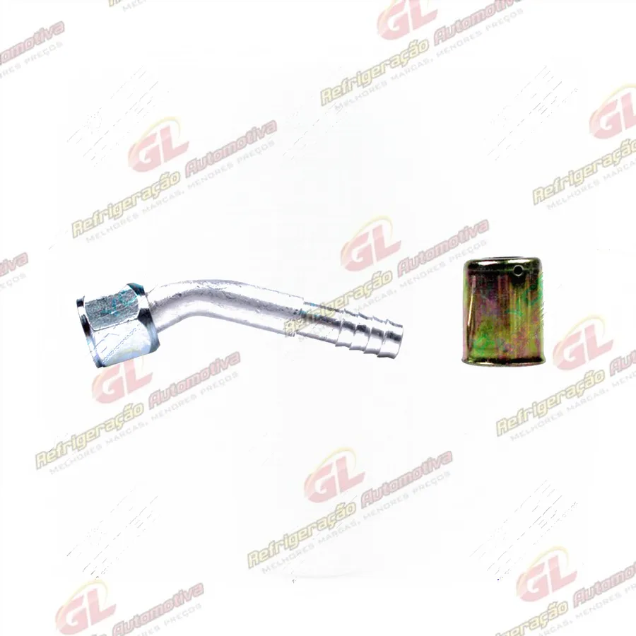 Conexão Flare 45º Fêmea 10mm Aluminio c/ clip