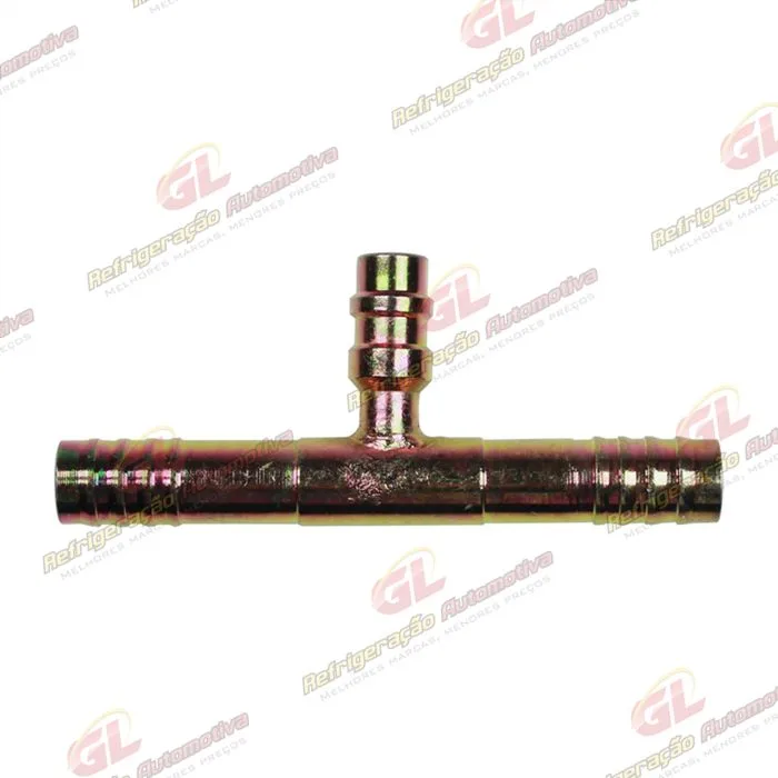 Emenda 10mm Aço c/ Válvula de Serviço R134a s/ Clip