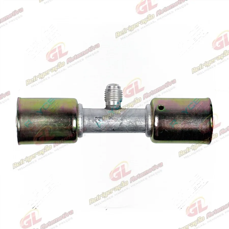 Emenda 10mm Aluminio c/ Válvula de Serviço R12 c/ Clip