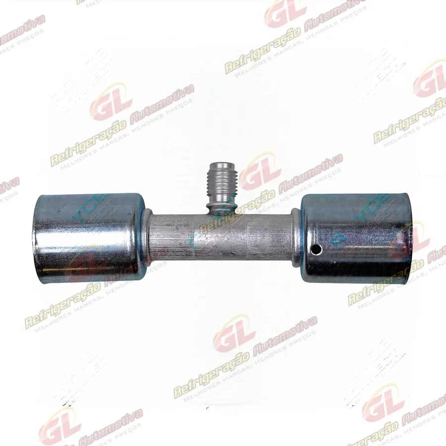 Emenda 12mm Aluminio c/ Válvula de Serviço R12 c/ Clip