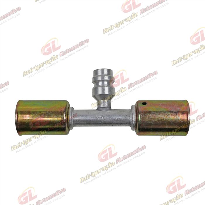 Emenda 08mm Aluminio c/ Válvula de Serviço R134 c/ Clip