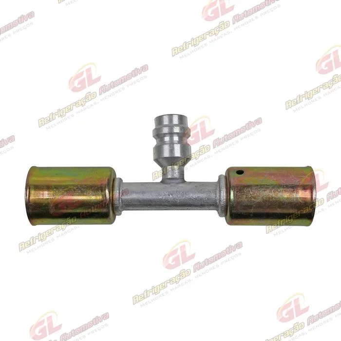 Emenda 08mm Aluminio c/ Válvula de Serviço R134 c/ Clip