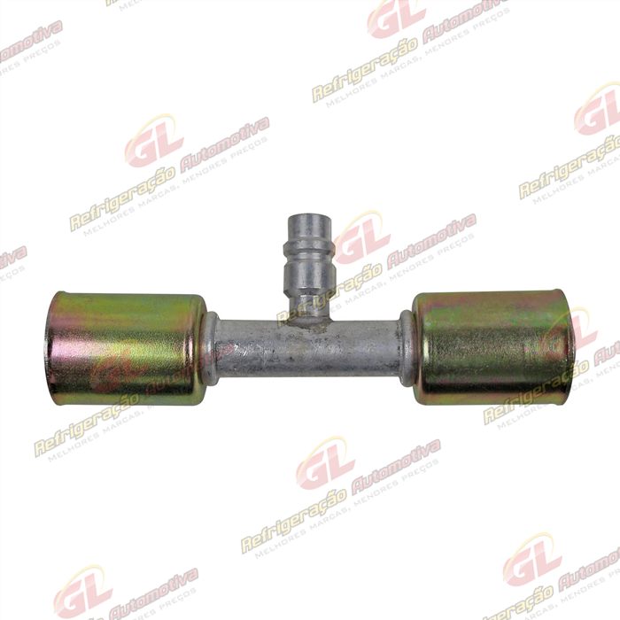 Emenda 10mm Aluminio c/ Válvula de Serviço R134 c/Clip