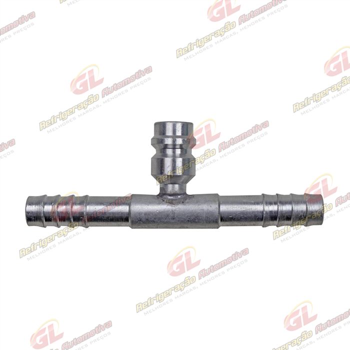 Emenda 08mm Aluminio c/ Válvula de Serviço R134a s/Clip