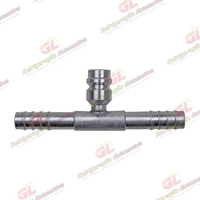 Emenda 08mm Aluminio c/ Válvula de Serviço R134a s/Clip