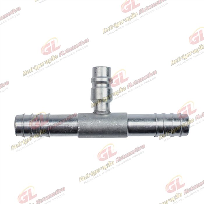 Emenda 10mm Alumínio c/ Válvula de Serviço R134a s/ Clip