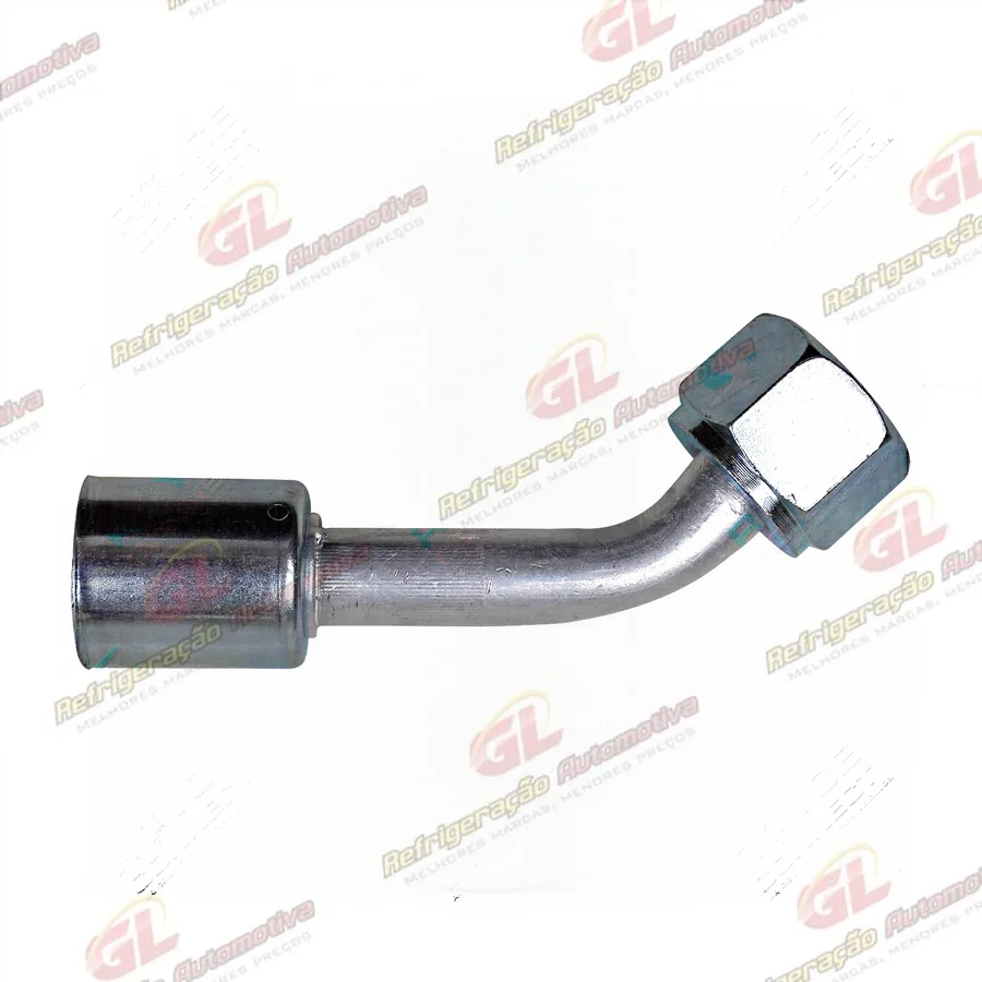 Conexão O'ring 45º Fêmea 12mm Aluminio R12 c/Clip