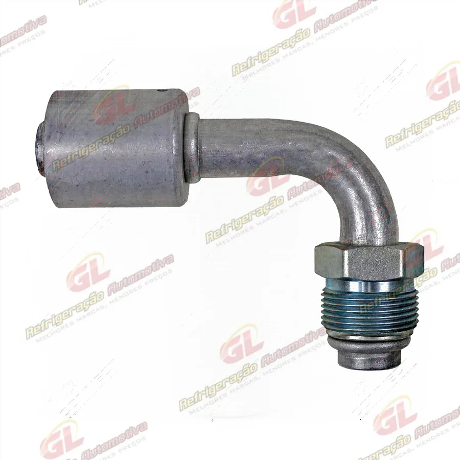 Conexão O'ring 90º Macho 12mm Aluminio Giratoria c/ Clip