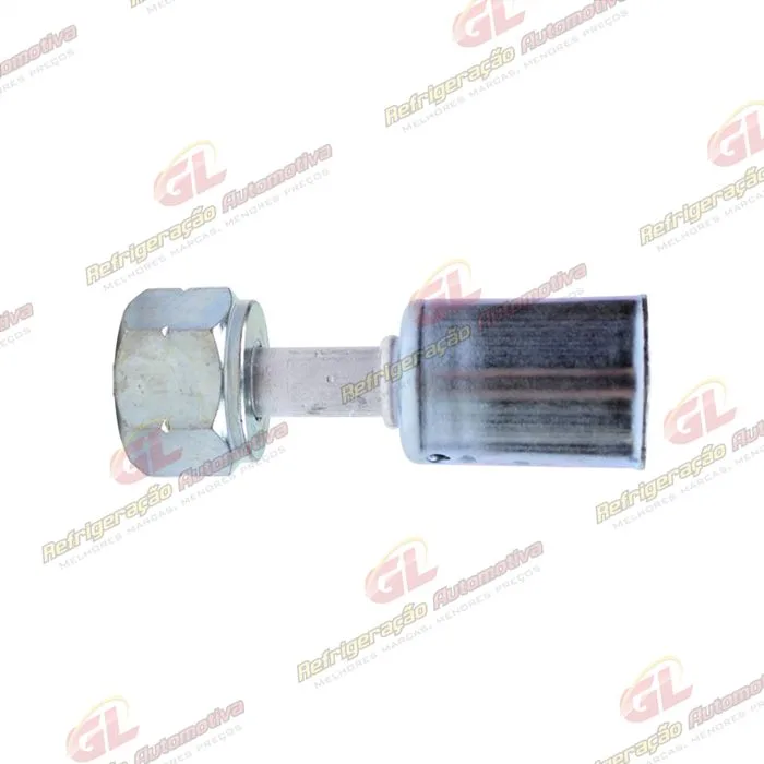 Conexão Radial Reta Fêmea 08mm Aluminio c/ Clip Universal R134a