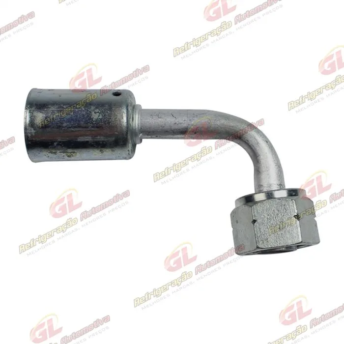 Conexão Radial 90º Fêmea 08mm Aluminio c/ Clip R134a
