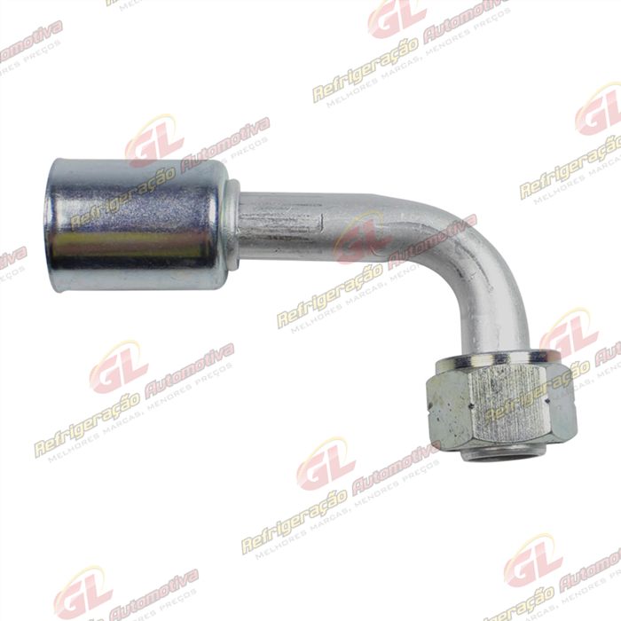 Conexão Radial 90º Fêmea 10mm Aluminio c/Clip R134a
