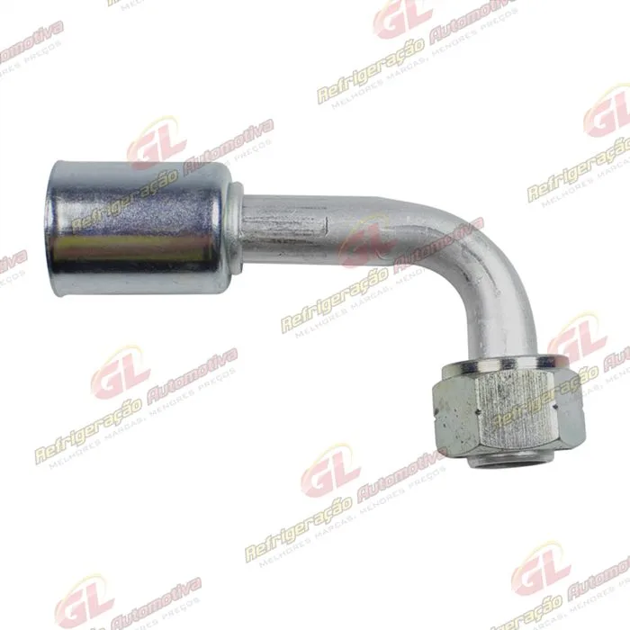 Conexão Radial 90º Fêmea 10mm Aluminio c/Clip R134a