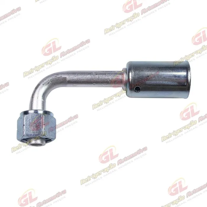Conexão Radial 90º Fêmea 06mm Aluminio c/Clip R134a