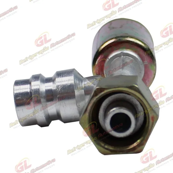 Conexão O'ring Reta Fêmea 06mm Alumínio c/ Válvula de Serviço R134a c/Clip — foto 4