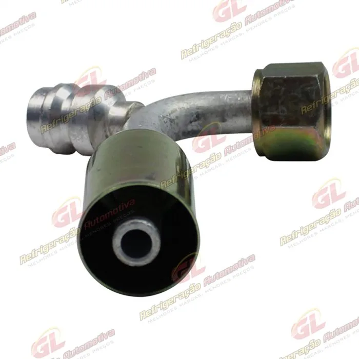 Conexão O'ring 90º Fêmea 06mm Aluminio c/ Válvula de Serviço R134a c/Clip — foto 3