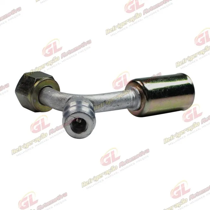 Conexão O'ring 90º Fêmea 06mm Aluminio c/ Válvula de Serviço R134a c/Clip — foto 4