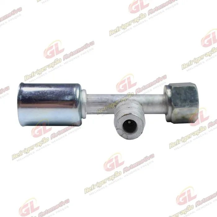 Conexão O'ring Reta Fêmea 08mm Aluminio c/ Válvula de Serviço R134a c/ Clip — foto 3