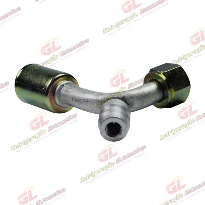 Conexão O'ring 90º Fêmea 08mm Aluminio c/ Válvula de Serviço R134a c/ Clip — foto 3