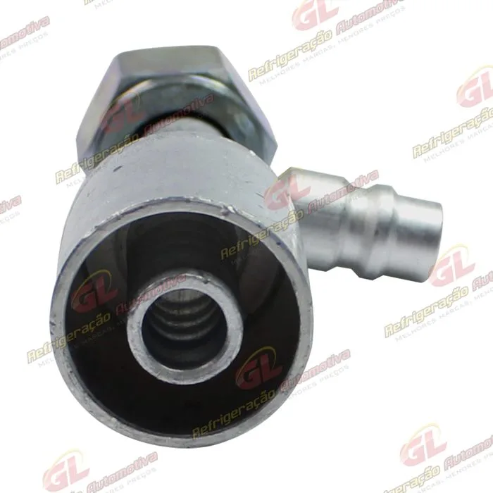 Conexão O'ring Reta Fêmea 10mm Aluminio c/ Válvula de Serviço R134a c/Clip — foto 2
