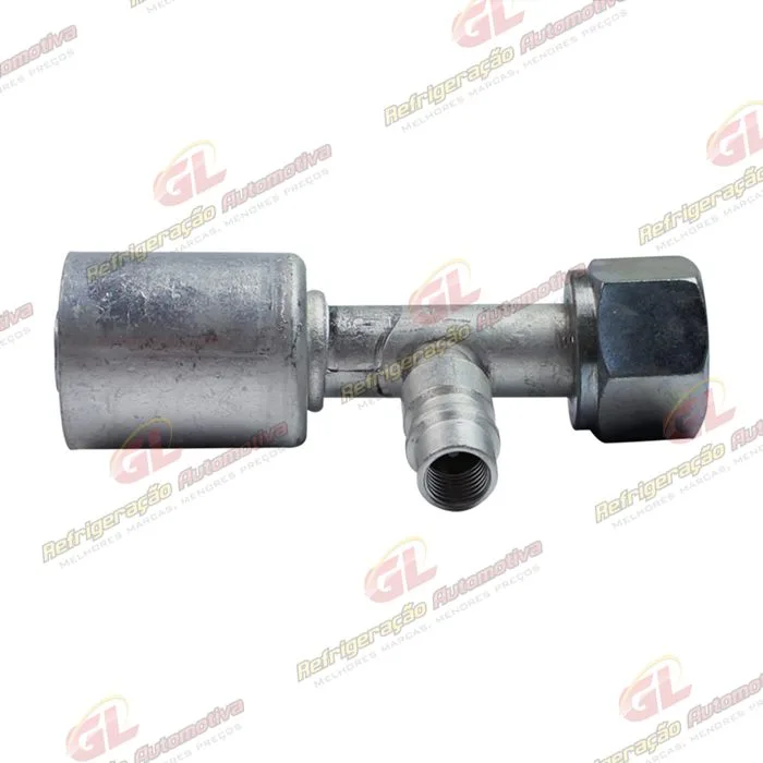 Conexão O'ring Reta Fêmea 10mm Aluminio c/ Válvula de Serviço R134a c/Clip — foto 3
