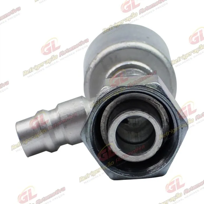 Conexão O'ring Reta Fêmea 10mm Aluminio c/ Válvula de Serviço R134a c/Clip — foto 4