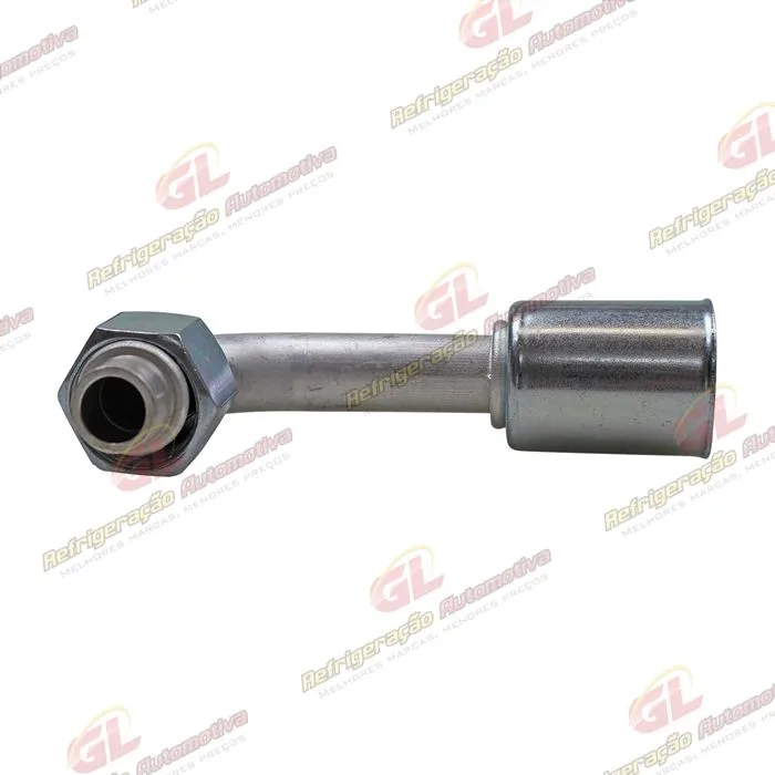 Conexão O'ring 90º Fêmea 10mm Aluminio c/ Válvula de Serviço R134a c/ Clip — foto 2