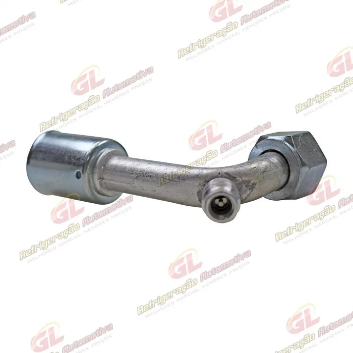 Conexão O'ring 90º Fêmea 10mm Aluminio c/ Válvula de Serviço R134a c/ Clip — foto 3