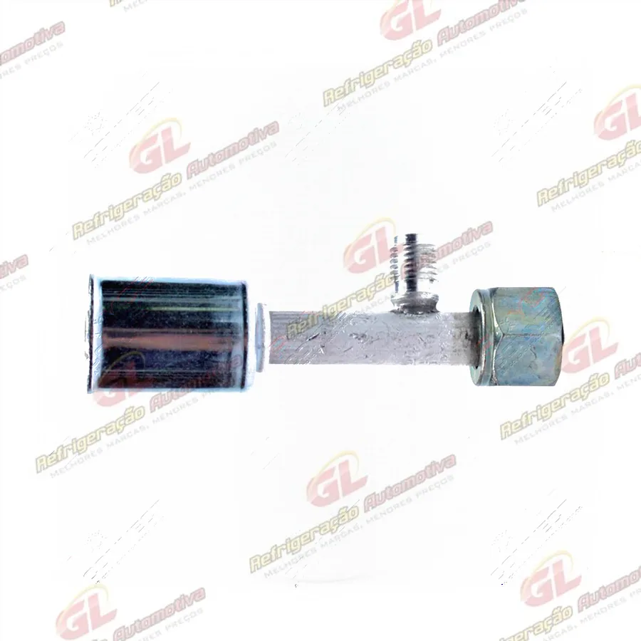 Conexão O'ring Reta Fêmea 08mm Aluminio c/ Válvula de Serviço R12 c/ Clip