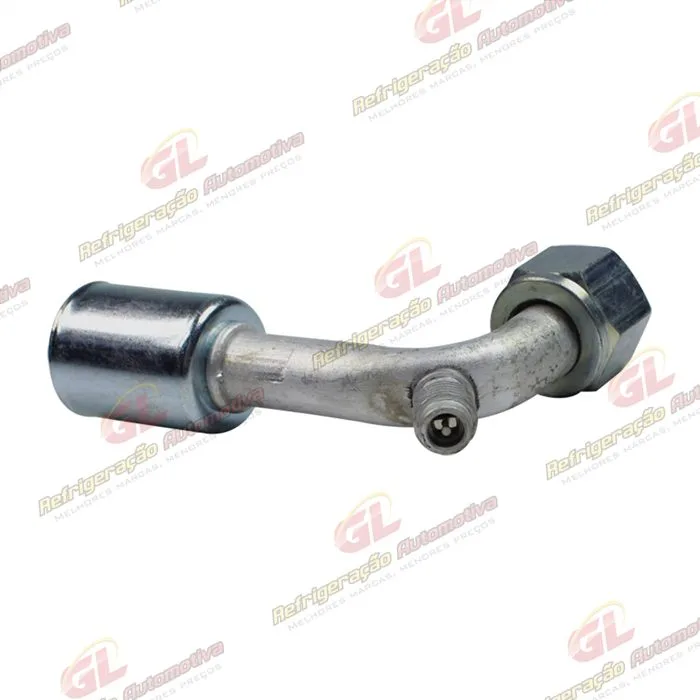 Conexão O'ring 90º Fêmea 10mm Aluminio c/ Válvula de Serviço R12 c/ Clip — foto 4