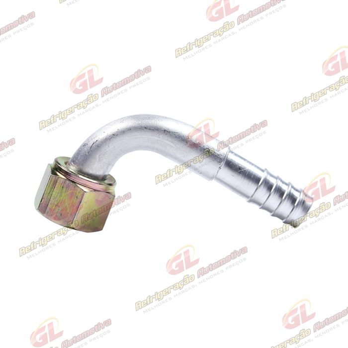 Conexão O'ring 90º Fêmea 10mm Aluminio s/ Clip