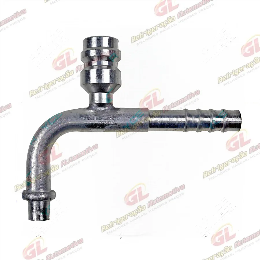Conexão O'ring 90º Fêmea 06mm Com Válvula de Serviço Aluminio s/ Clip