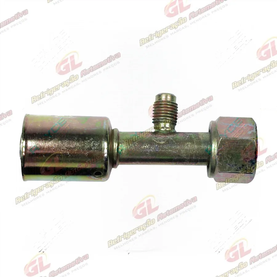 Conexão O'ring Reta Fêmea 10mm Aço c/ Válvula De Serviço R12 c/ Clip