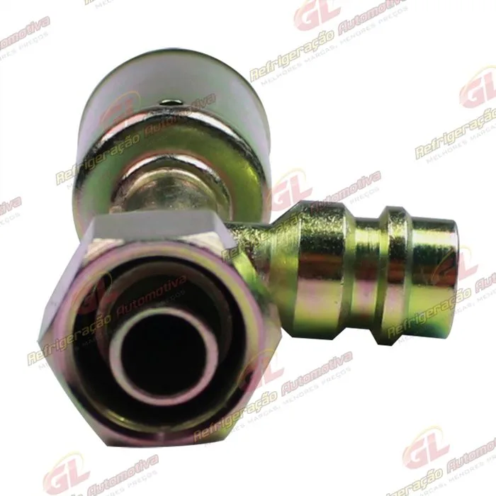 Conexão O'ring Reta Fêmea 08mm Aço c/ Válvula de Serviço R134a c/Clip — foto 2