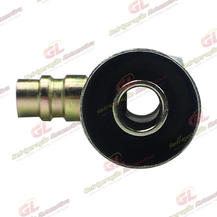 Conexão O'ring Reta Fêmea 10mm Aço c/ Válvula de Serviço R134a c/ Clip — foto 2