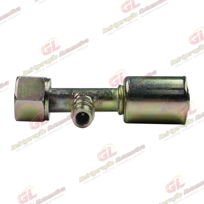 Conexão O'ring Reta Fêmea 10mm Aço c/ Válvula de Serviço R134a c/ Clip — foto 3